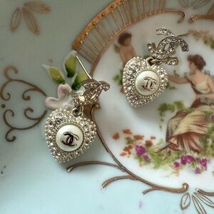 CHANEL Silver Filigree Drop Earrings